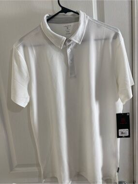 Short-Sleeve Polo Golf Shirt, Men's Size M Medium, Color White